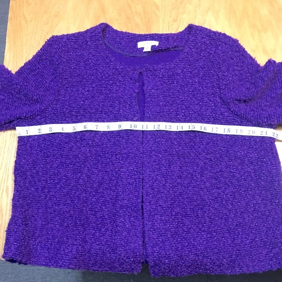 Joan Rivers Women’s Purple Wool/ Acrylic Blend Cropped Cardigan. Sz L - Picture 5 of 8